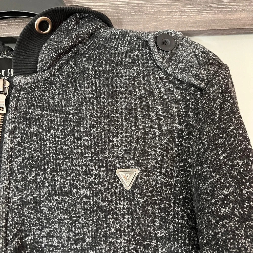 Guess Women’s Charcoal Full Zip Jacket w/ Military Style Shoulder Strap Detail - Picture 4 of 8